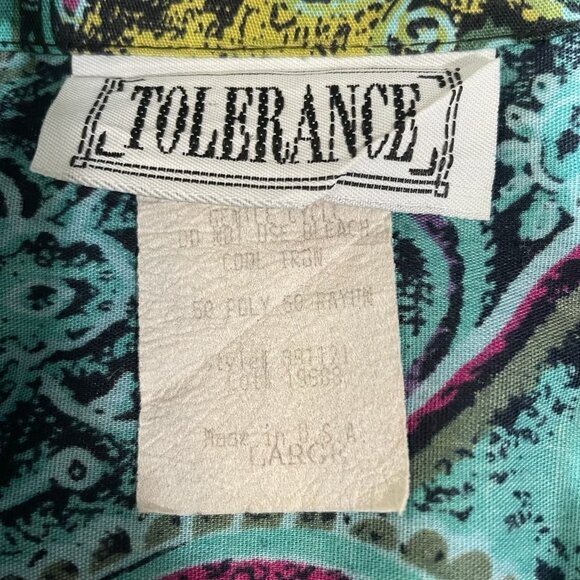 Vintage Abstract Paisley Button Up Shirt Large Boho Hippie Festival Retro Chic - Picture 2 of 11